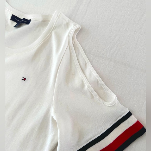 Tommy Hilfiger 100% Cotton Cold Shoulder Soft Lightweight Knit T-Shirt Size L - Picture 4 of 11